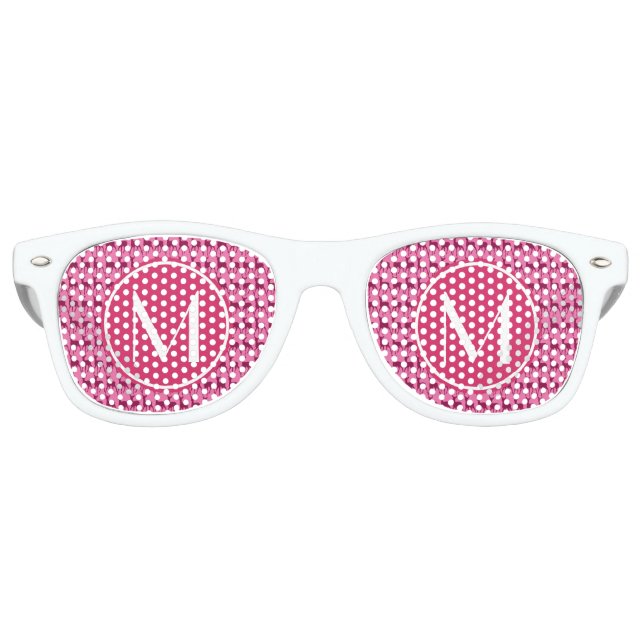 Custom Monogram Hot Pink Deer, Personalised Name|3 Retro Sunglasses (Front)