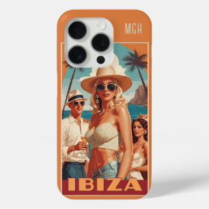 Custom Monogram Ibiza, Spain Travel Poster iPhone 15 Pro Case