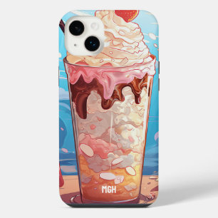 Custom Monogram Ice Cream Milkshake iPhone 14 Plus Case