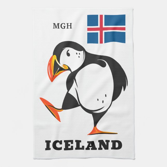 Custom Monogram Iceland Tea Towel (Vertical)