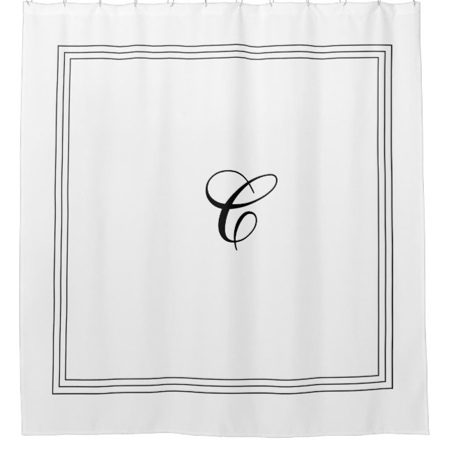 Custom Monogram in Classic Black and White Shower  Shower Curtain (Front)