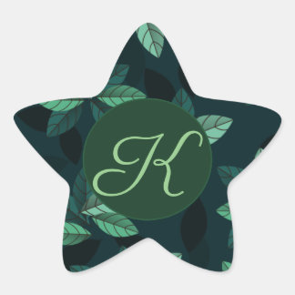 CUSTOM Monogram inital Star sticker with leaves