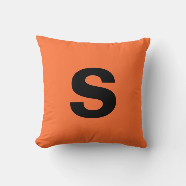 Custom Monogram Initial Burnt Orange Cushion (Front)