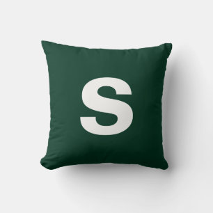 Custom Monogram Initial Dark Green Cushion