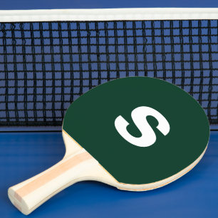 Custom Monogram Initial Dark Green Ping Pong Paddle