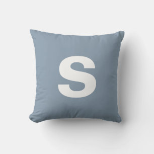 Custom Monogram Initial Dusty Blue Cushion