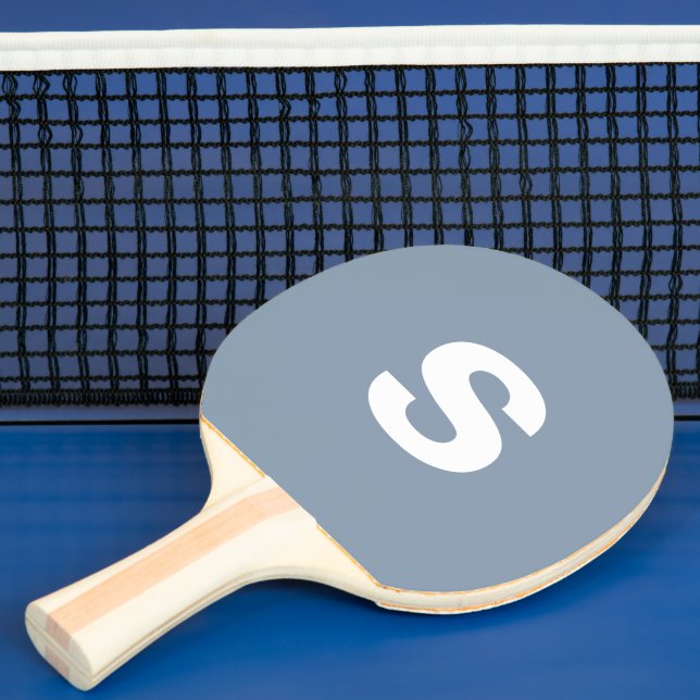 Custom Monogram Initial Dusty Blue Ping Pong Paddle (Insitu)