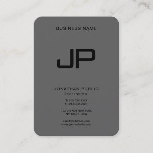 Custom Monogram Initial Elegant Black Dark Grey Business Card
