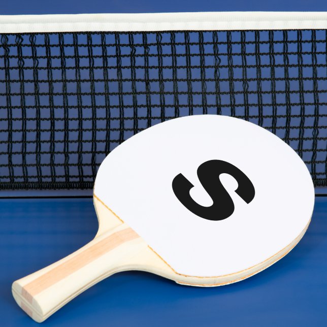 Custom Monogram Initial Ghost White Ping Pong Paddle (Insitu)