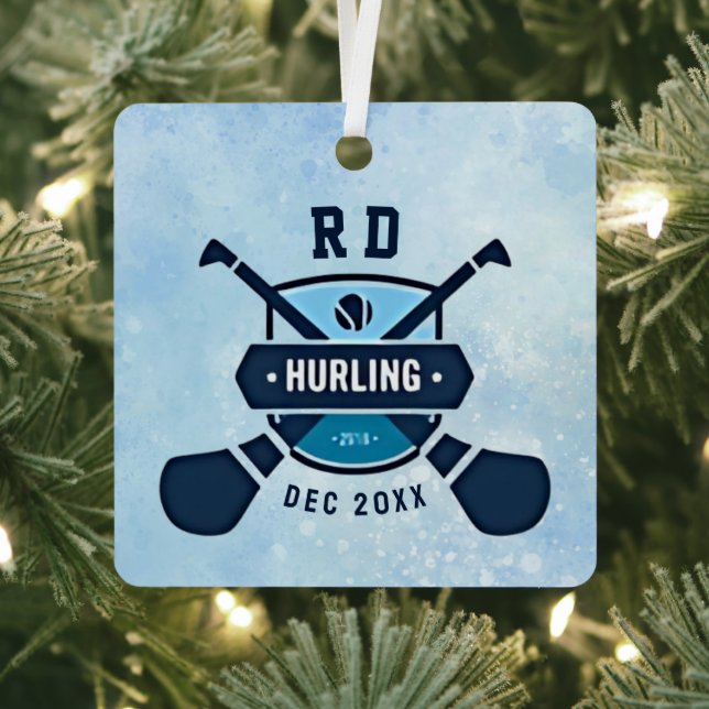 Custom Monogram Initial Hurling Gaelic Emblem  Metal Tree Decoration (Insitu)