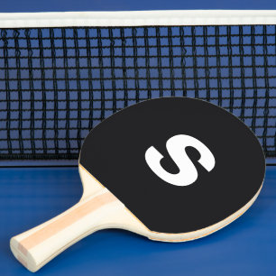 Custom Monogram Initial Jet Black Ping Pong Paddle
