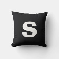 Custom Monogram Initial Jet Black Throw Pillow