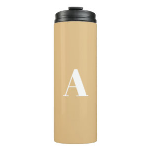 Custom monogram initial letter camel white thermal tumbler
