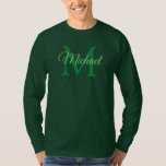 Custom Monogram Initial Letter Name Men's T-Shirt<br><div class="desc">Custom Monogram Initial Letter Name Men's Template Elegant Trendy Deep Forest Basic Long Sleeve T-Shirt.</div>