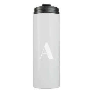 Custom monogram initial letter pale grey white thermal tumbler