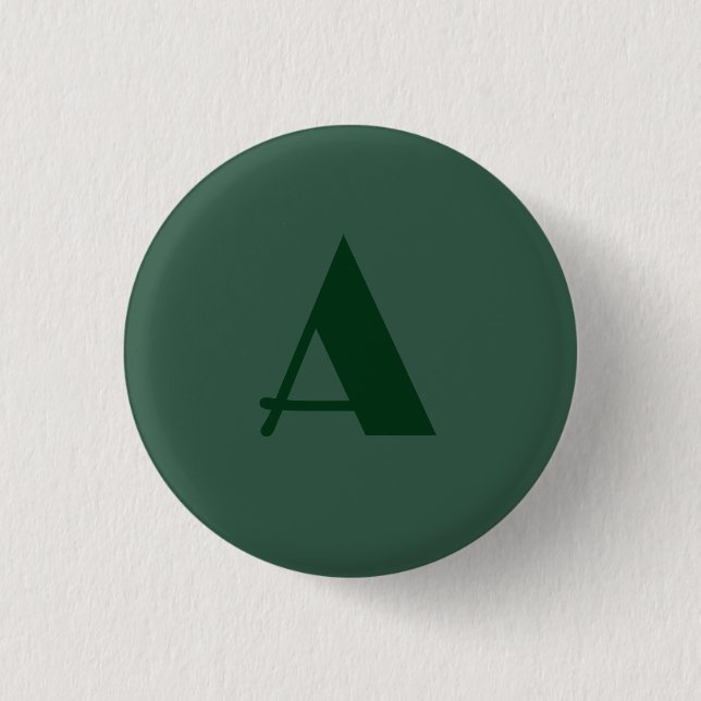 Custom Monogram Initial Letter Plain Green Retro 3 Cm Round Badge (Front)