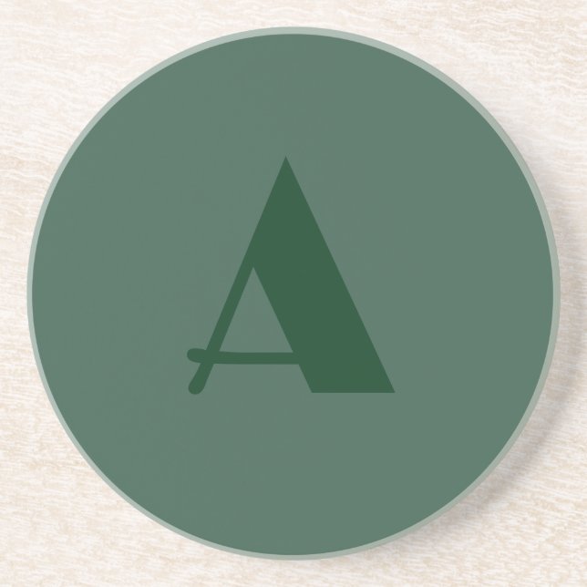 Custom Monogram Initial Letter Plain Green Retro Coaster (Front)