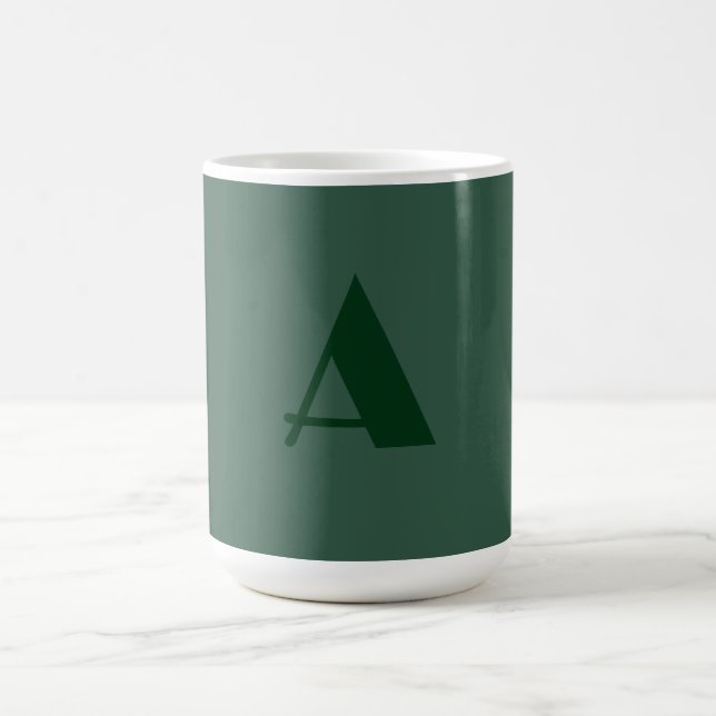 Custom Monogram Initial Letter Plain Green Retro Coffee Mug (Center)