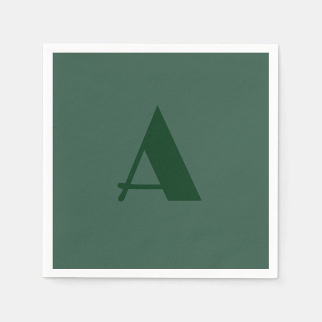 Custom Monogram Initial Letter Plain Green Retro Napkin (Front)