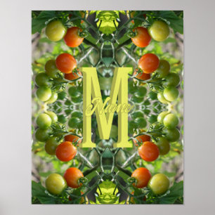 Custom Monogram Initial Name Cherry Tomatoes Poster