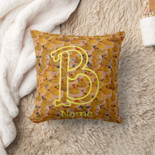 Custom Monogram Initial Name Cute Rubber Ducks Cushion
