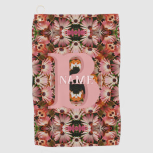 Custom Monogram Initial Name Daisy Floral Art Golf Towel