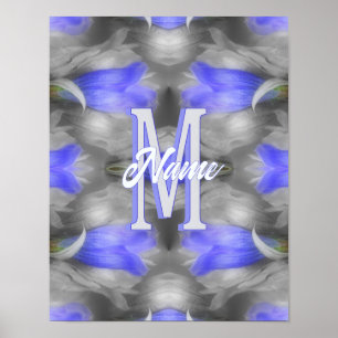 Custom Monogram Initial Name Floral Art Poster