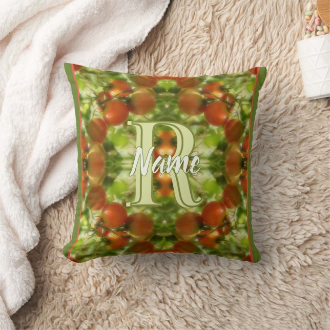 Custom Monogram Initial Name Garden Tomatoes Cushion (Blanket)