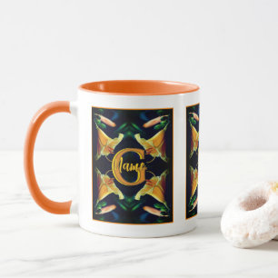Custom Monogram Initial Name Lily Flowers Mug