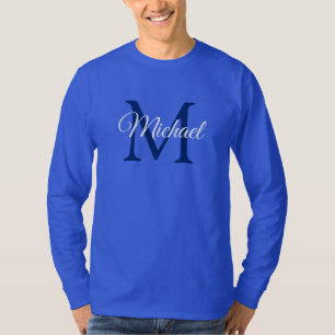 Custom Monogram Initial Name Mens Long Sleeve T-Shirt
