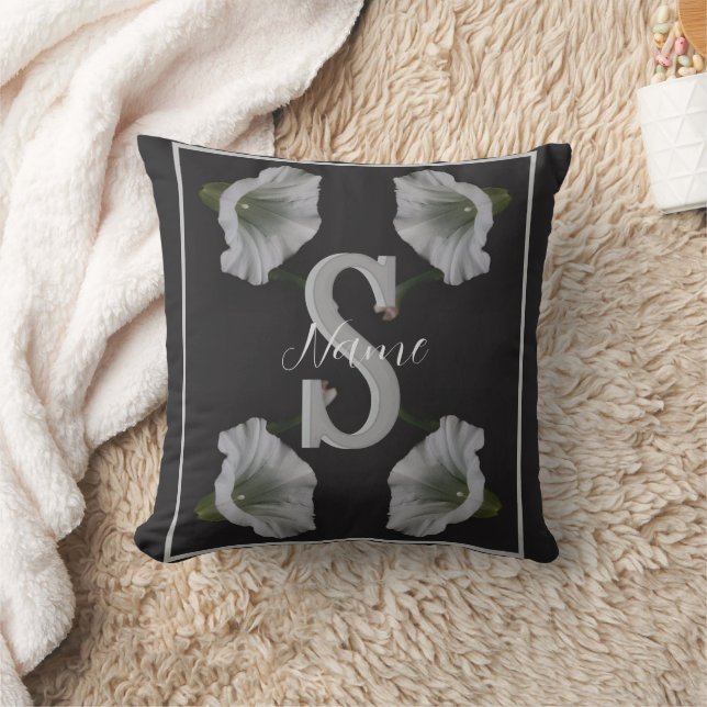 Custom Monogram Initial Name Morning Glory  Cushion (Blanket)