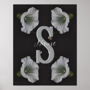 Custom Monogram Initial Name Morning Glory Poster