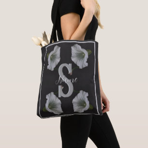 Custom Monogram Initial Name Morning Glory  Tote Bag