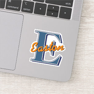 Custom Monogram Initial Name Navy Blue & Orange