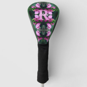 Custom Monogram Initial Name Pink Flower Art Golf Head Cover