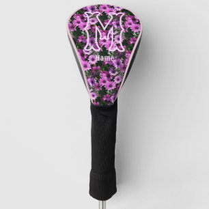Custom Monogram Initial Name Purple Daisies Golf Head Cover