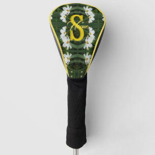 Custom Monogram Initial Name White Daisy Art Golf Head Cover
