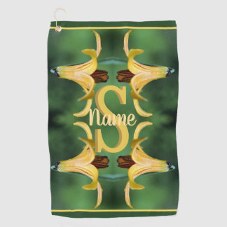 Custom Monogram Initial Name Wild Lily Art Golf Towel