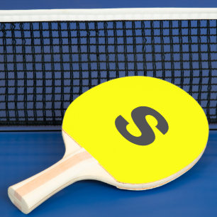 Custom Monogram Initial Neon Yellow Ping Pong Paddle