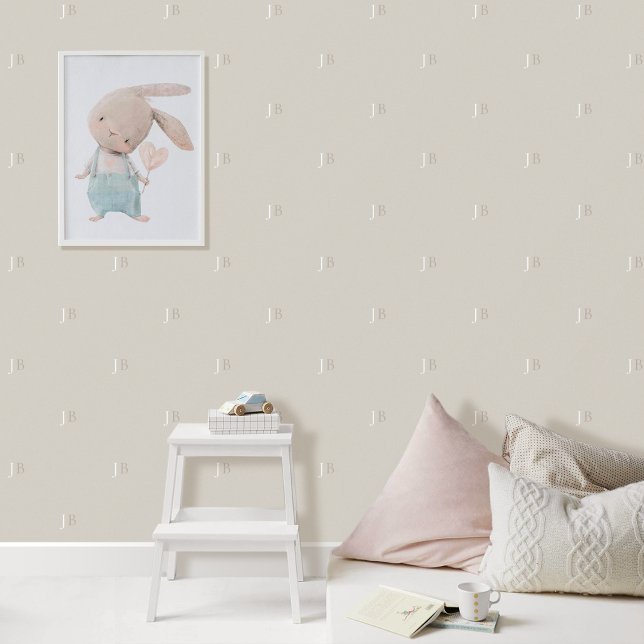 Custom Monogram Initial Pattern Greige Grey Beige Wallpaper (Creator Uploaded)