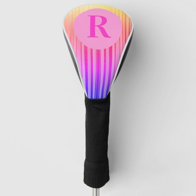 Custom Monogram Initial Pink Ombre Personalised Golf Head Cover (Front)