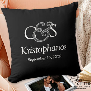 Custom Monogram Initial Script Calligraphy Wedding Cushion