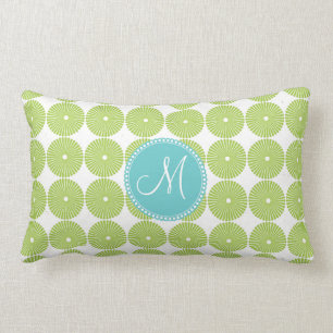 Custom Monogram Initial Spring Green Circles Lumbar Cushion