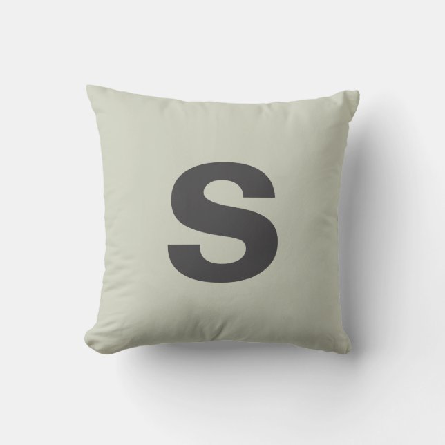 Custom Monogram Initial White Sage Cushion (Front)