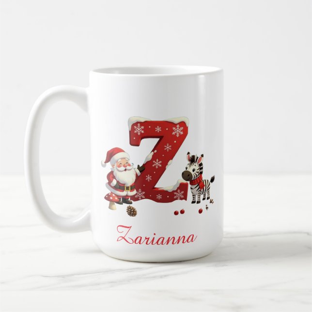 Custom Monogram initial Z merry Christmas  Coffee Mug (Left)