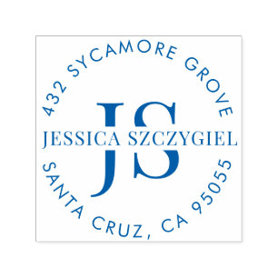 Custom Monogram Initials Full Name Return Address Self-inking Stamp