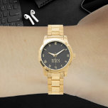 Custom Monogram Initials Luxe Gold Bracelet Watch<br><div class="desc">Custom, personalised, unisex luxurious oversized dial gold tone stainless steel bracelet wrist watch. Simply type in the initials. Go ahead create a wonderful, custom watch for the special men and women in your life - mum, dad, bride, groom, wife, husband, sister, brother, grandma, grandfather, girlfriend, boyfriend. Makes a great custom...</div>