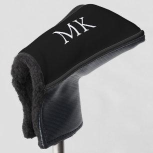 Custom Monogram Initials Modern Black Golf Head Cover