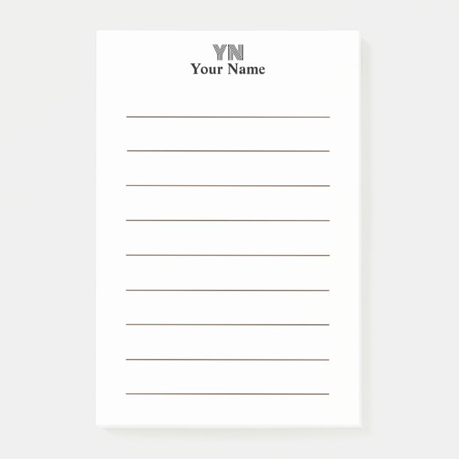 Custom Monogram Initials Name Post-it Notes (Front)