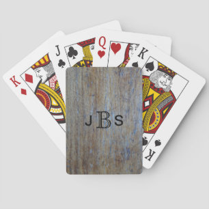 Custom Monogram Initials   Rustic Wood Distressed Playing Cards